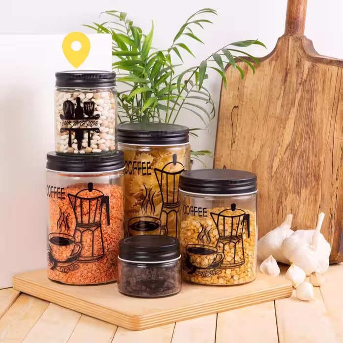 بانکه حبوبات شیشه ای چاپدار 