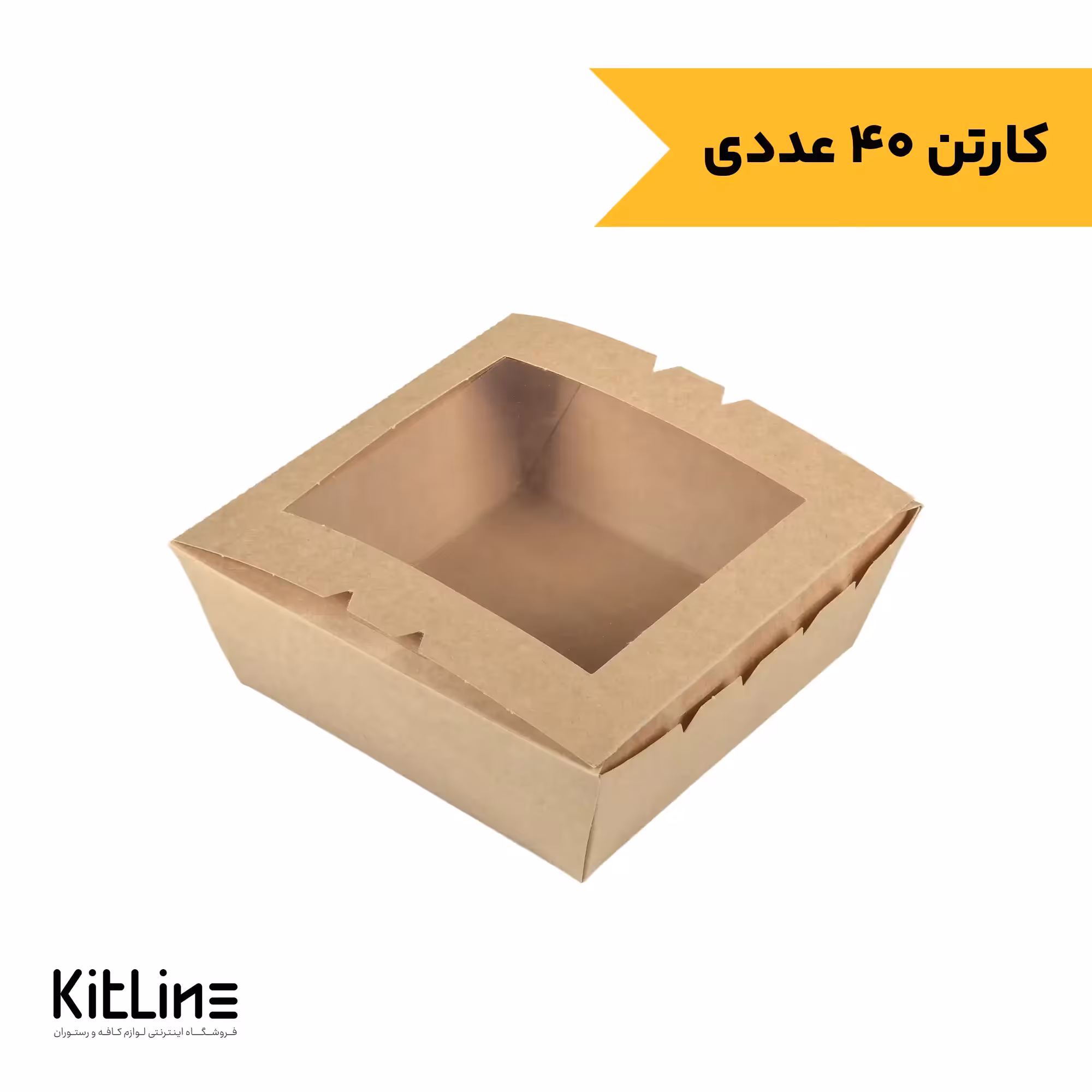 لانچ باکس یکبار مصرف کاغذی با در طلقی 18×18 سانتیمتری رستاک (کارتن 40 عددی)