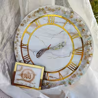 ساعت دیواری و جاکلیدی رزینی طرح مرمر