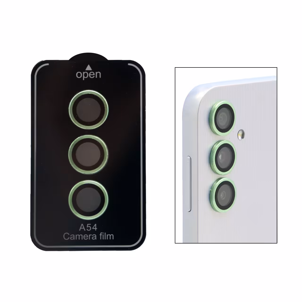 محافظ لنز رینگی اورجینال شابلون دار Samsung A54 - سبز