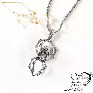 گردنبند اسکلت عنکبوت زنجیر استیل پلاک ورشو