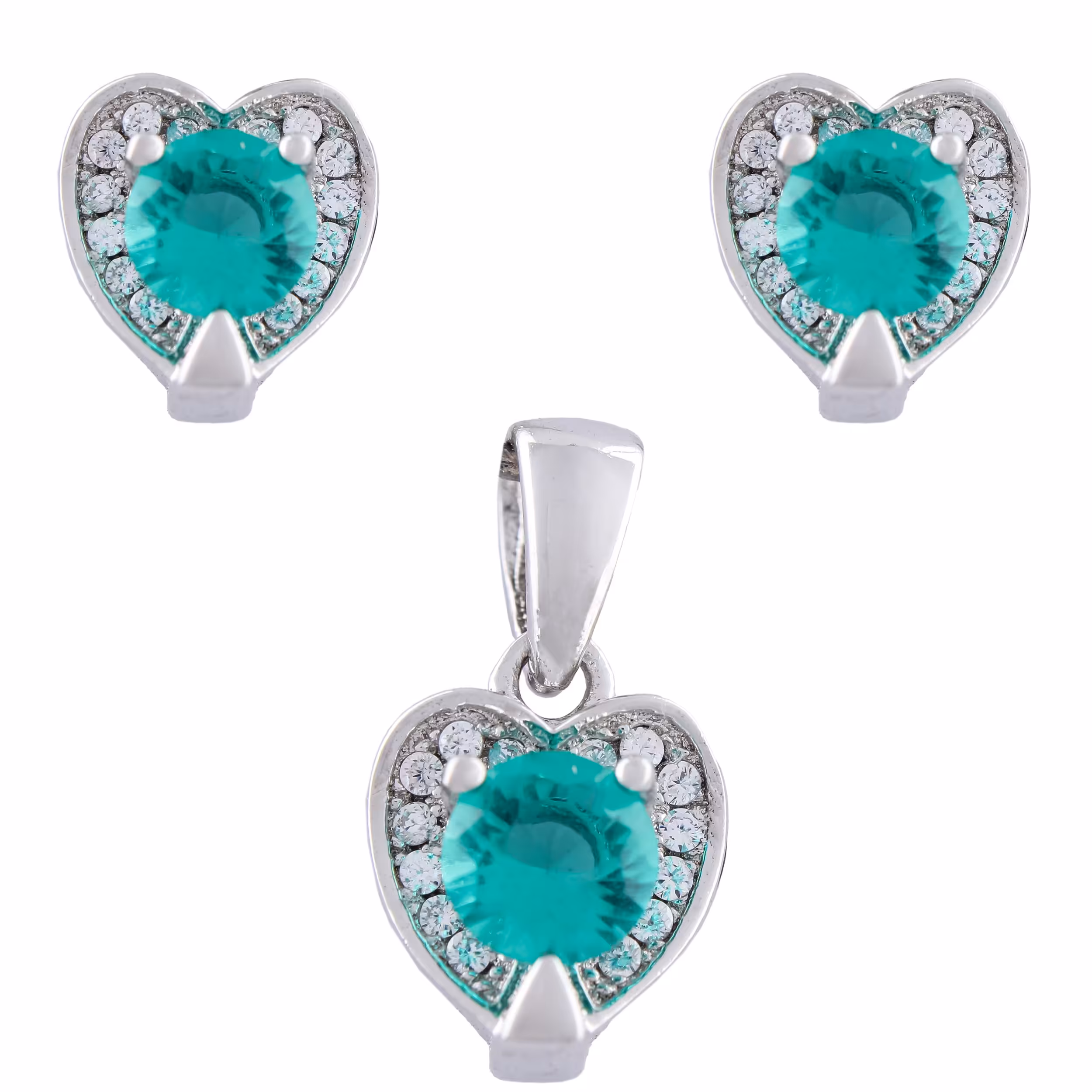 نیم ست نقره زنانه- مدل قلب نگینی- کد SHS-31