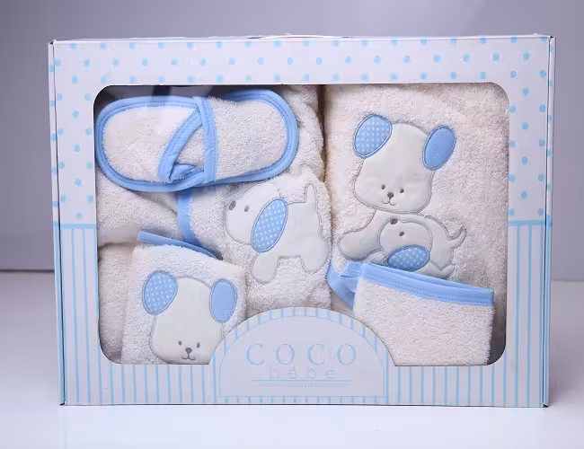 سرویس حوله نوزادی 4 تکه جعبه ای کو کو ب ب اصل ترکیه از 0 تا 3 سال  cocobebe