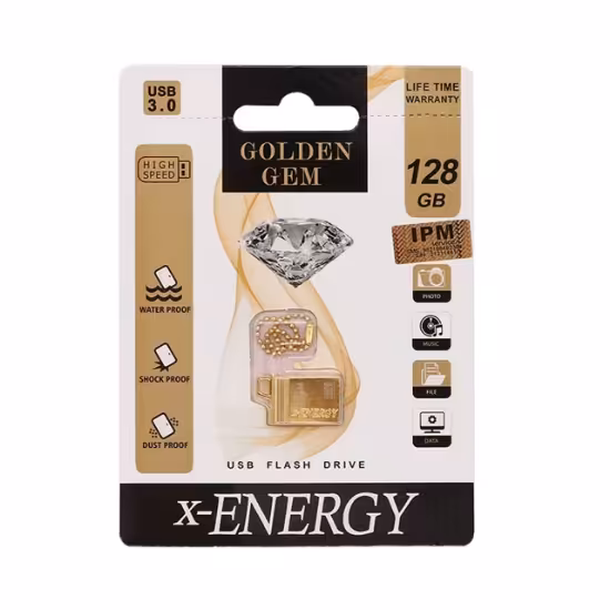 فلش مموری ایکس-انرژی مدل Golden Gem USB3.0 ظرفیت 128 گیگابایت