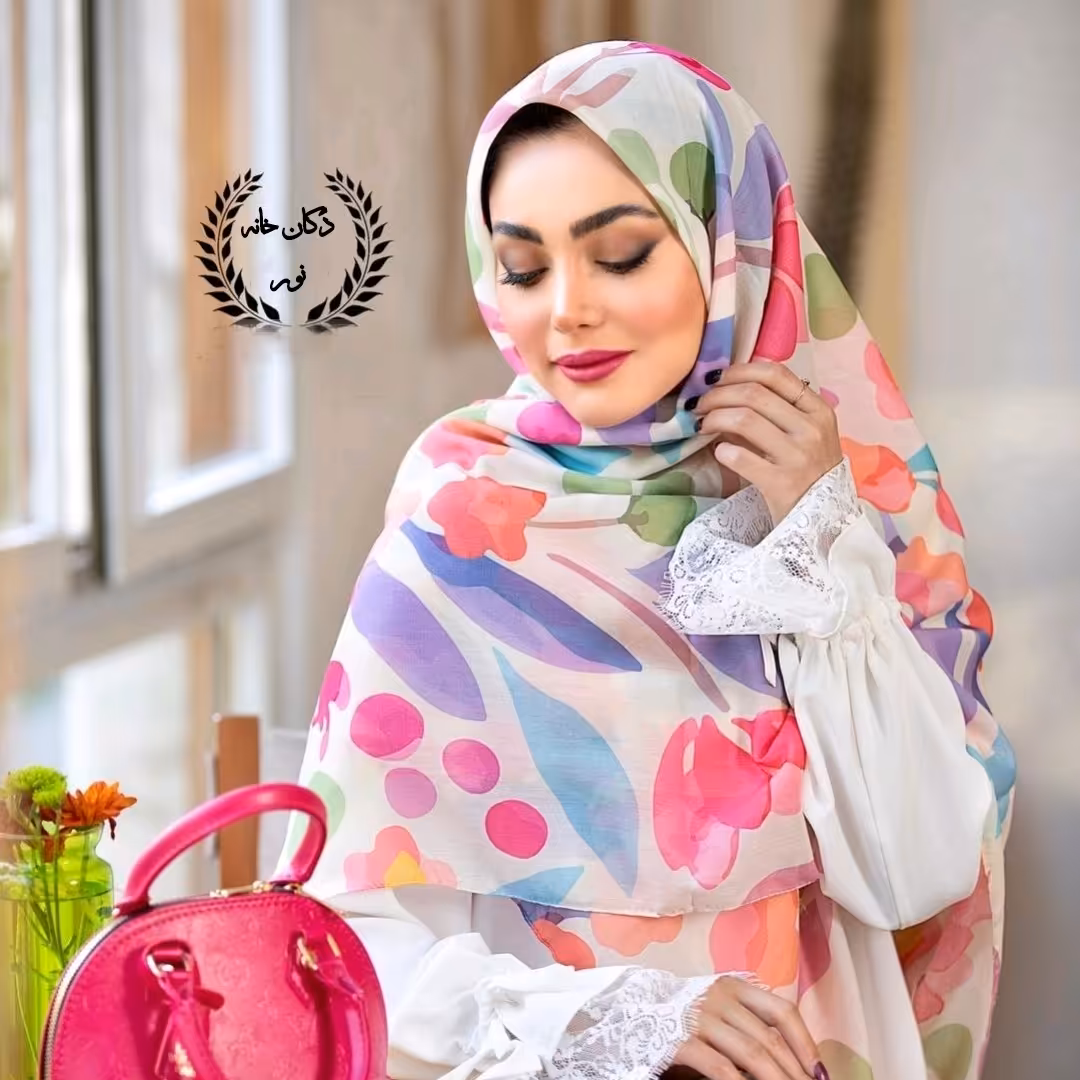 روسری گل گلی زمینه روشن