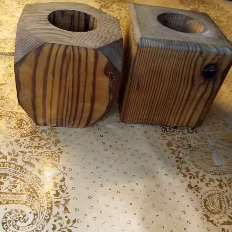 جا شمعی چوب ترمو شش ضلعی و مربع