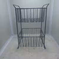 سبد سیب زمینی پیاز دو طبقه مشکی و سفید مدل ثابت