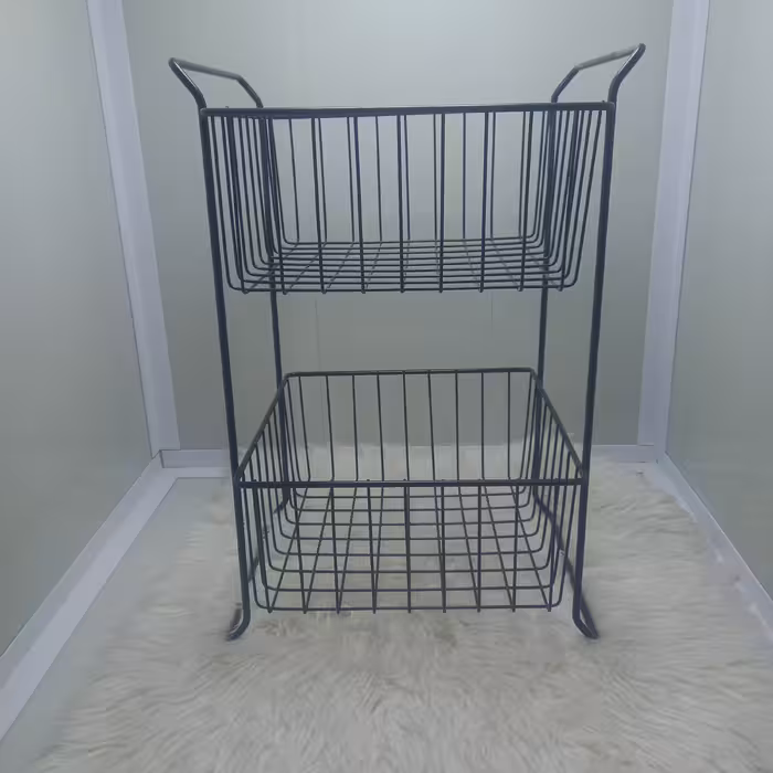 سبد سیب زمینی پیاز دو طبقه مشکی و سفید مدل ثابت