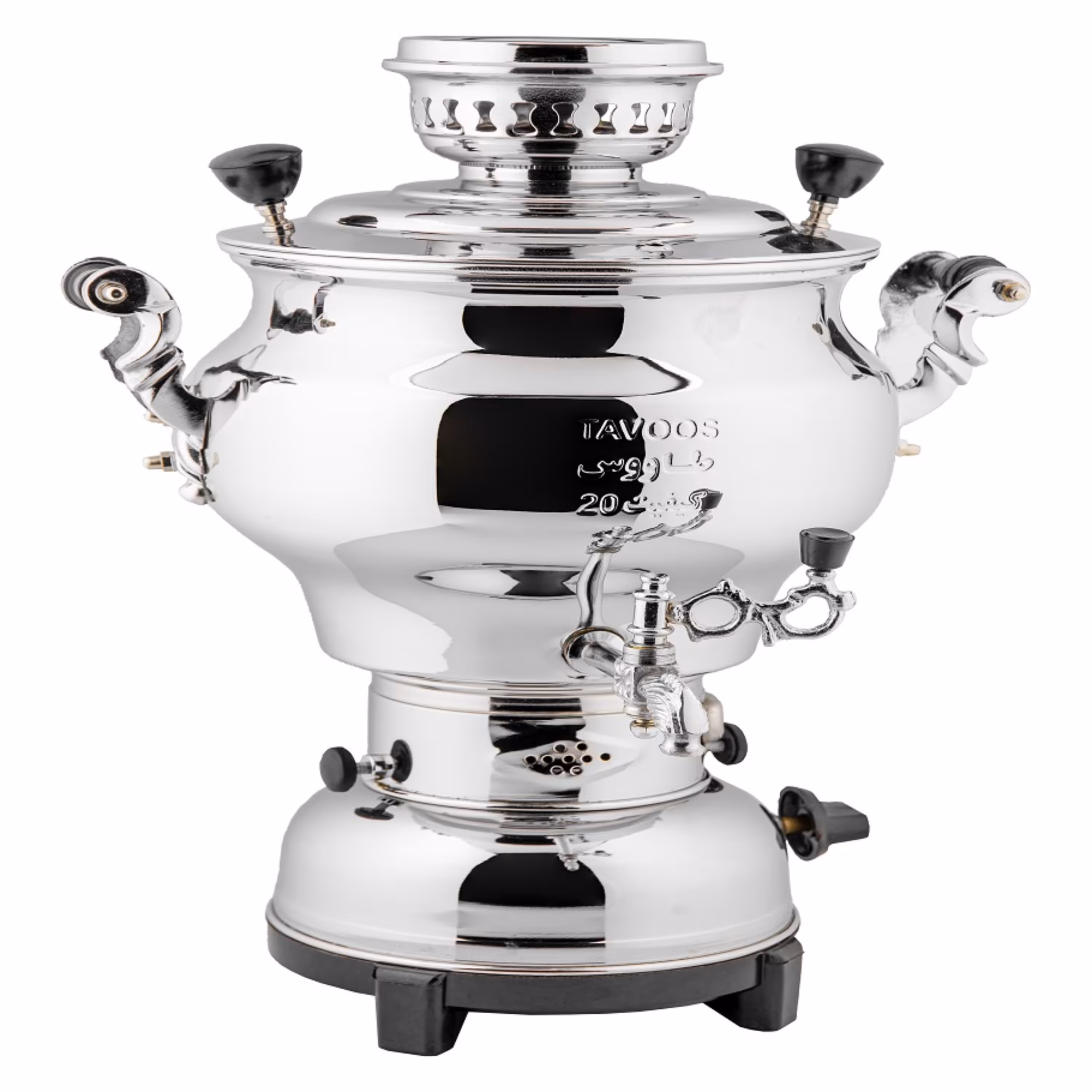 سماور گازی طاووس مدل خمره ای دسته کروم 6 لیتری کد 103