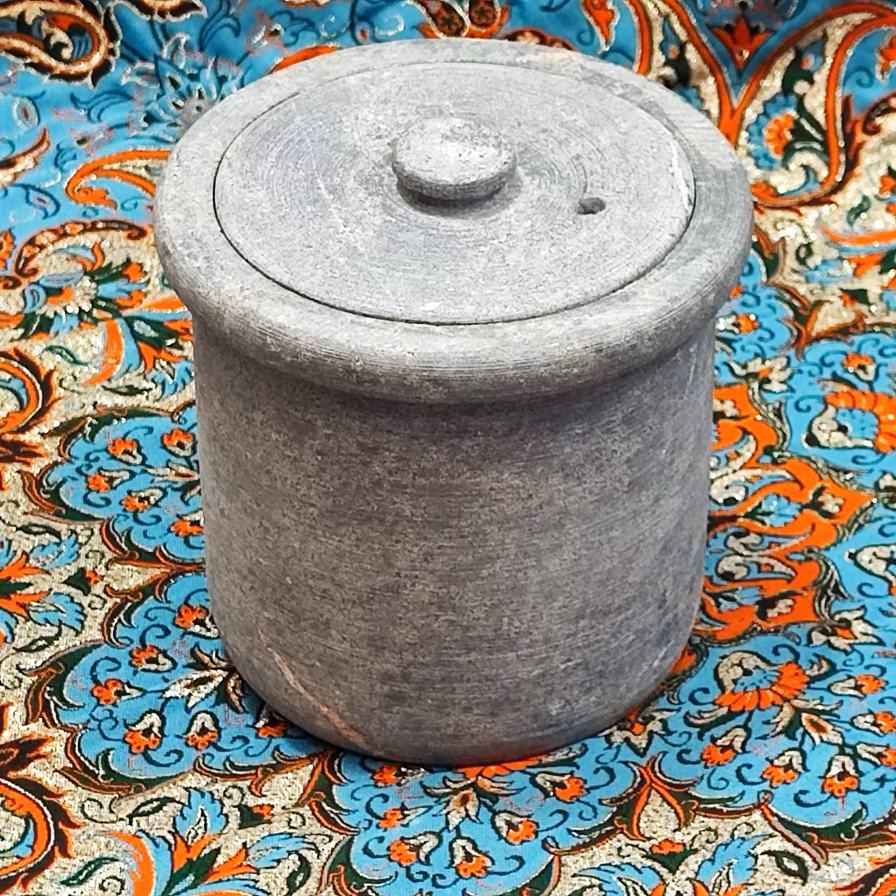 قابلمه سنگی دو نفره استوانه ای مدل کافه ای ساده