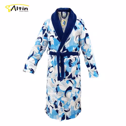 حوله پالتویی پودایران طرح براش آبی سایز 115