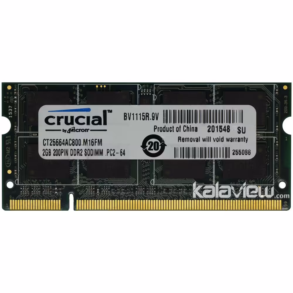 رم لپ تاپ کروشیال 2GB مدل DDR2 باس 800MHZ-6400 چین CT25664AC800.M16FM تایمینگ CL6