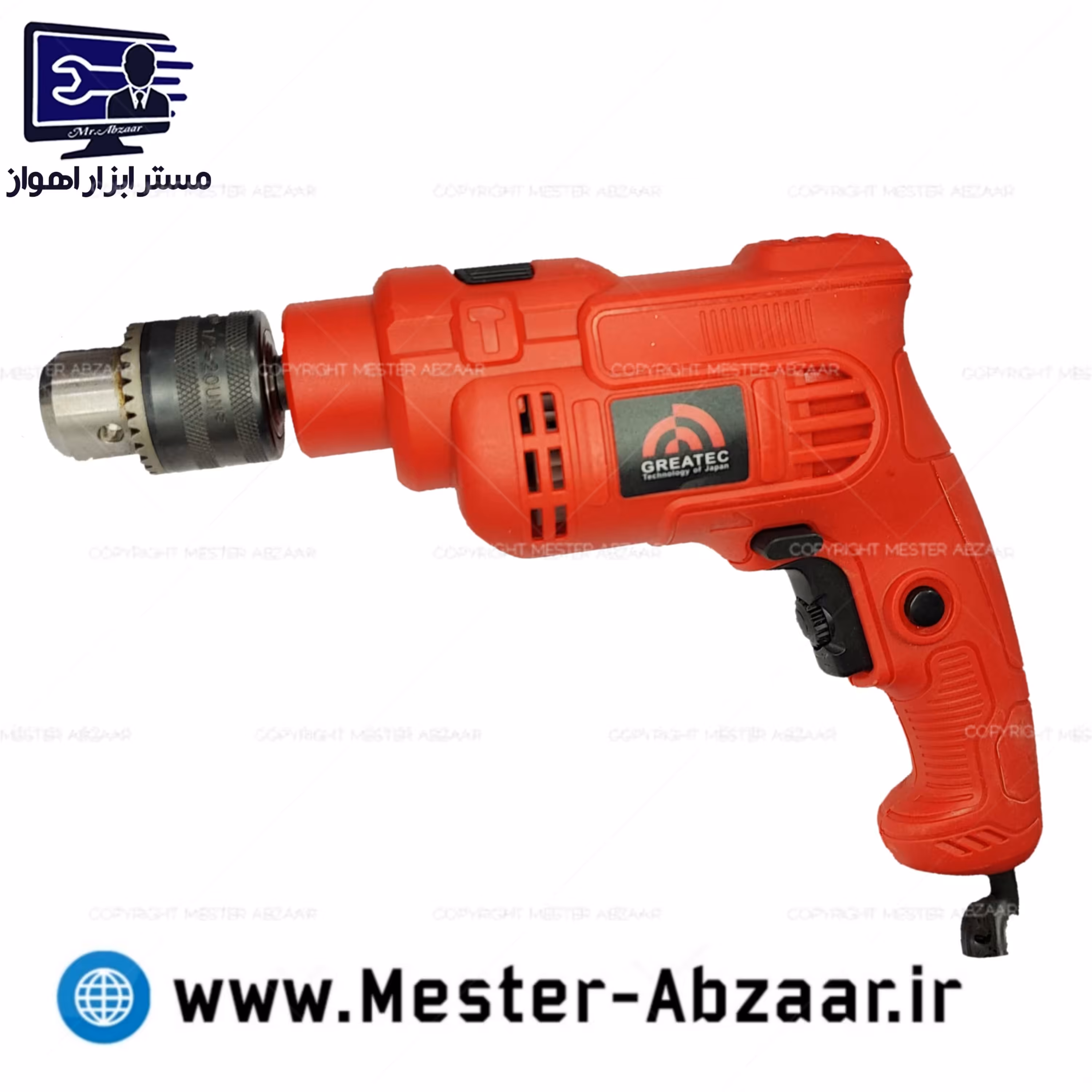 دریل چکشی 13 گریتک 950 وات دیمردار پیچ بند برقی مدل GTID95001