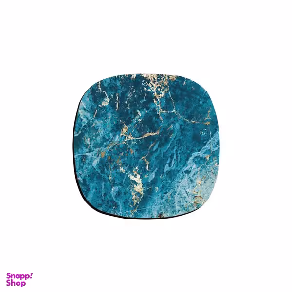 زیر لیوانی ترمه طراحان ایده مدل مرمر آبی و طلایی کد CFP1848