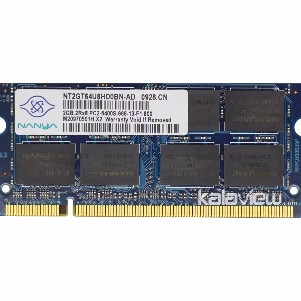 رم لپ تاپ نانیا 2GB مدل DDR2 باس 800MHZ-6400 چین NT2GT64U8HD0BN-AD (CHN) تایمینگ CL6
