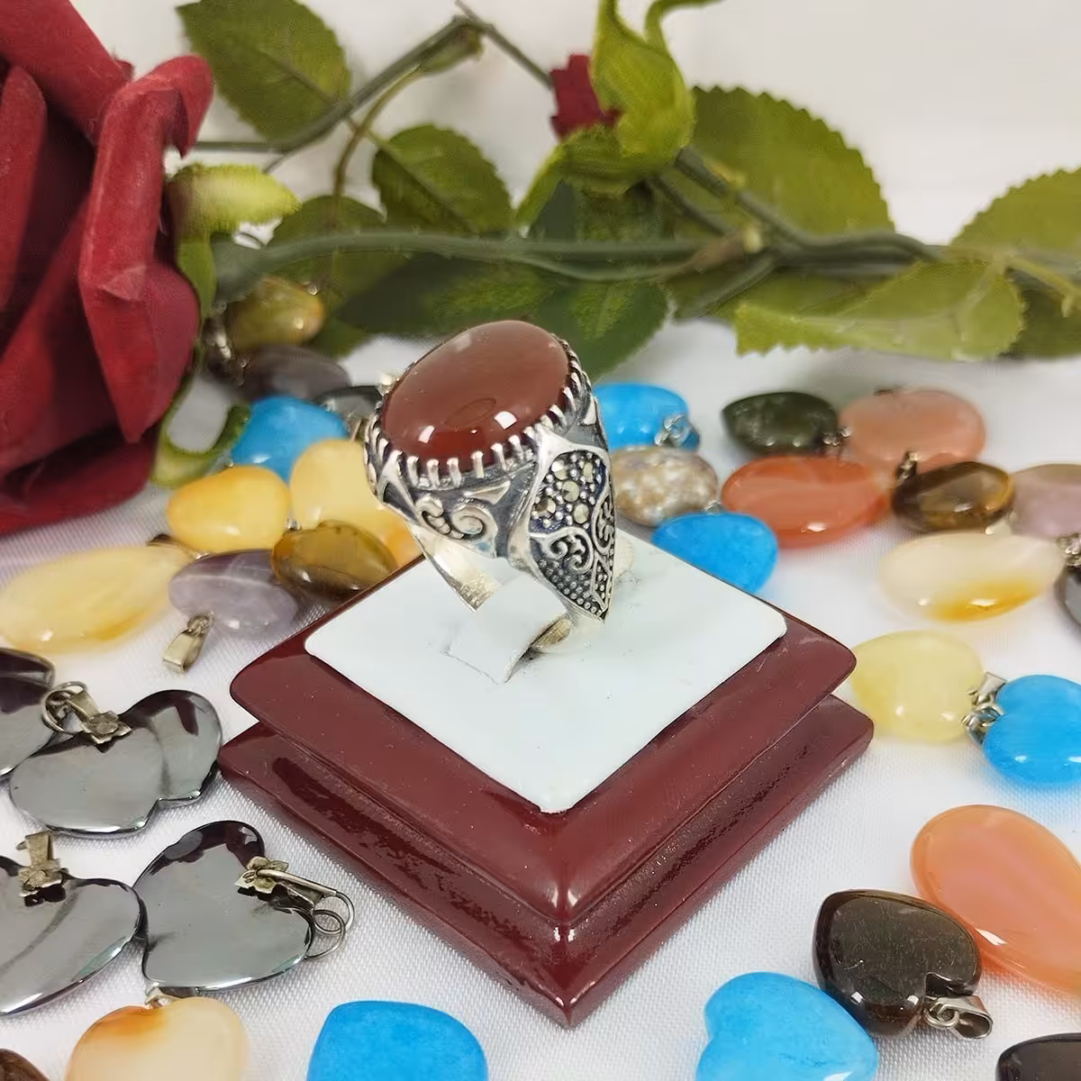 انگشتر نقره مردانه عقیق سرخ سلین کالا   کد 11837878