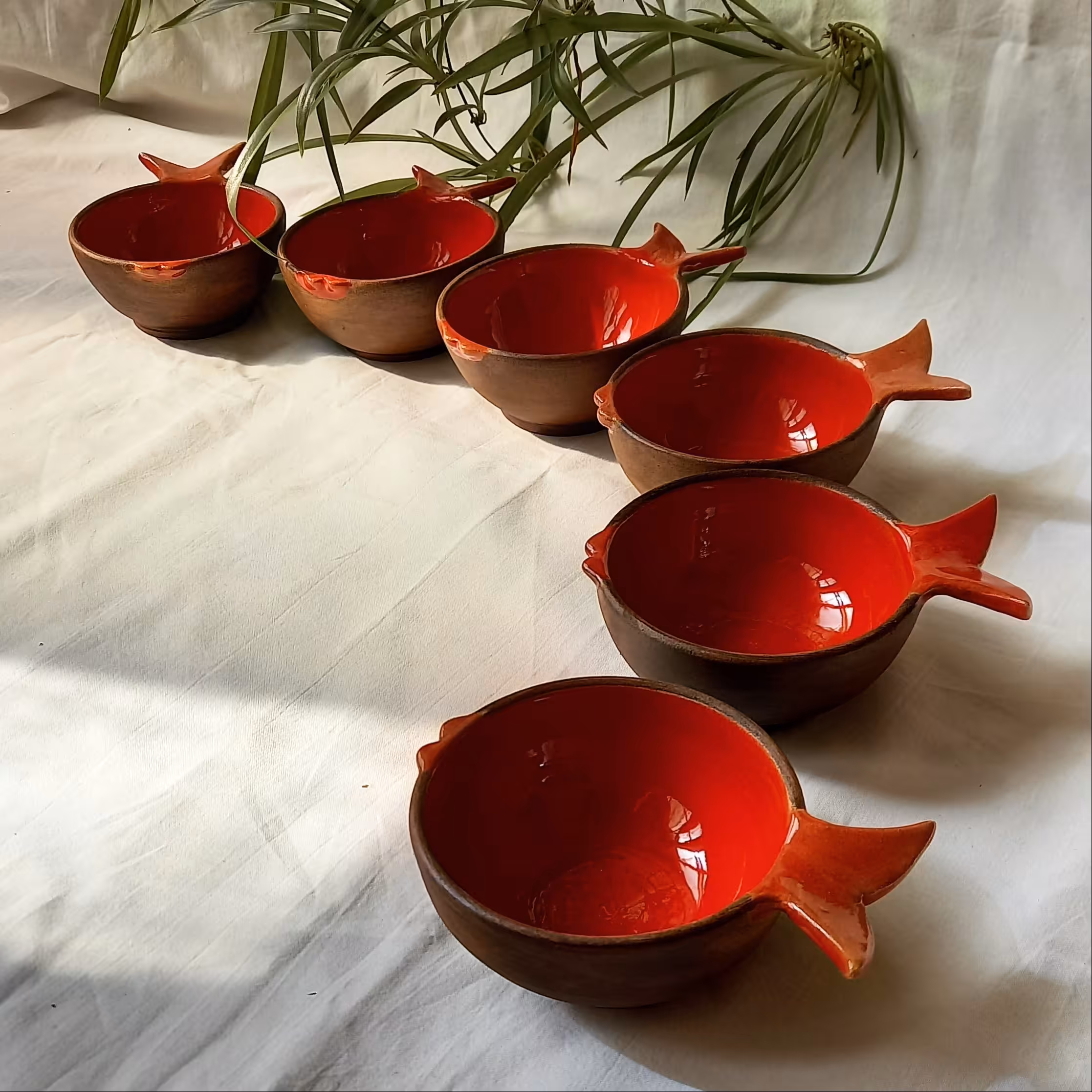 هفت سین سفالی پیاله طرح ماهی