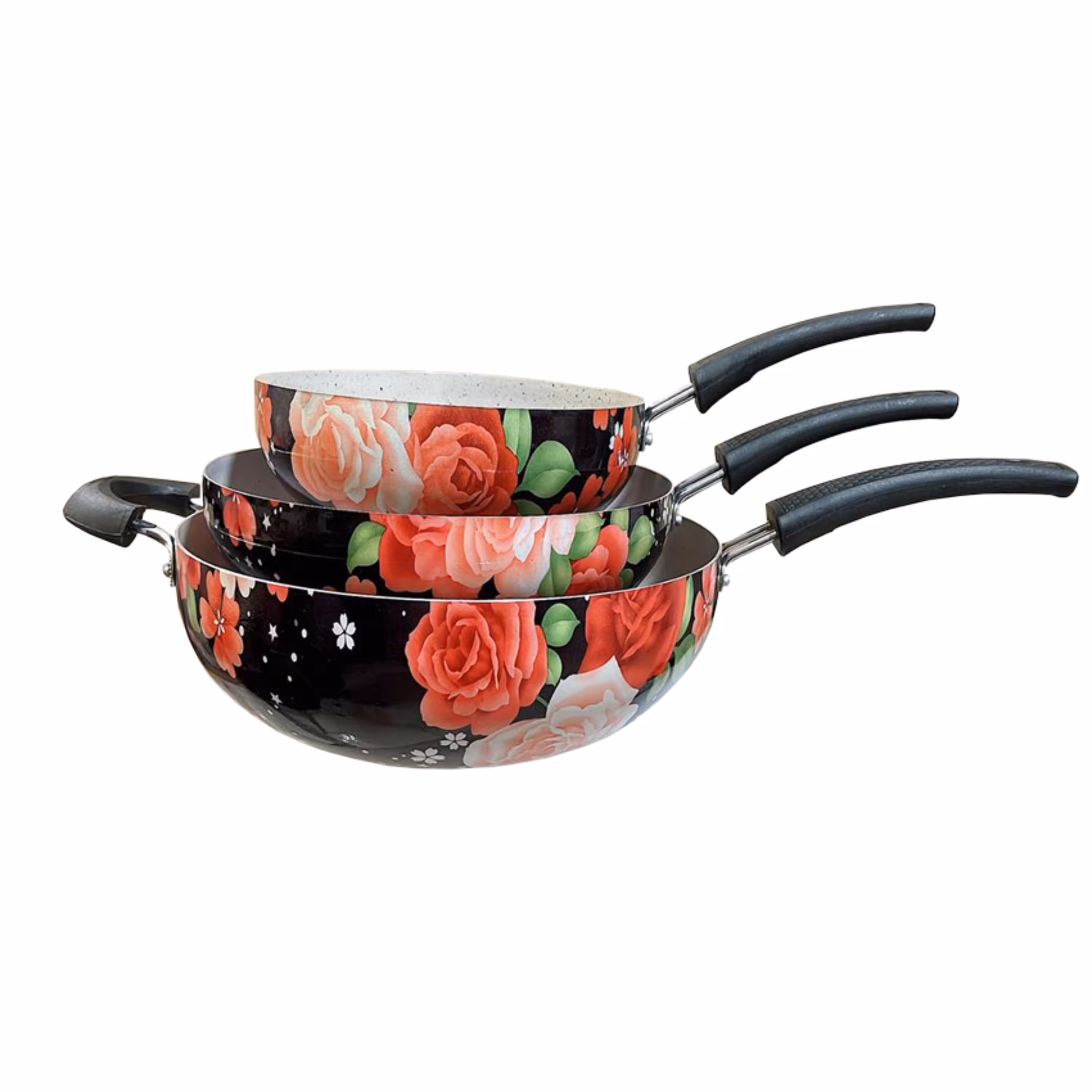 سرویس  سه تکه  تابه  طرح  گلدار  تک  دسته  وک    