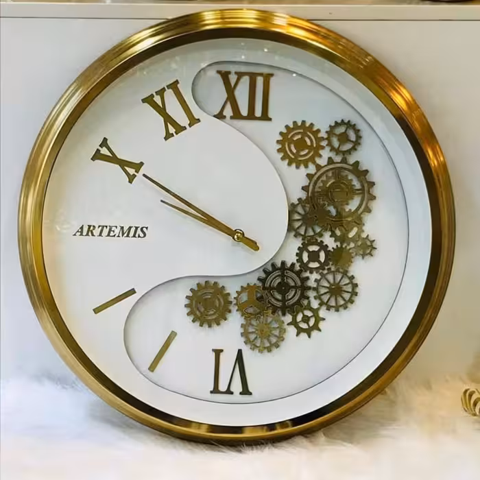 ساعت دیواری تمام فلز برند معروف آرتمیس Artemis طرح چرخ دنده ( در دو سایز 45 و 55 )
