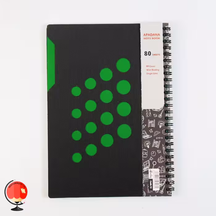 دفتر مشق 80 برگ فنر دوبل دایکاتی سبز آپادانا
