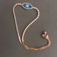 دستبند کرواتی یا اسانسوری نقره 925 طرح چشم نظر  آبکاری رزگلد 