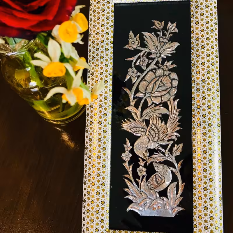 تابلو قلمزنی مس گل مرغ 