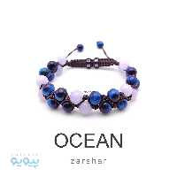 دستبند بافت چرمی سنگ طبیعی دو ردیفه OCEAN
