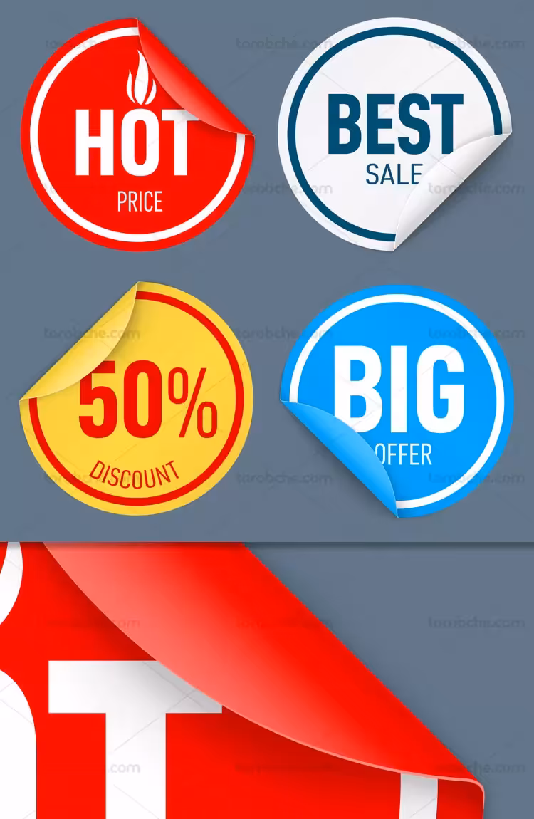 وکتور لیبل و برچسب های فروش ویژه | گرافیک با طعم تربچه