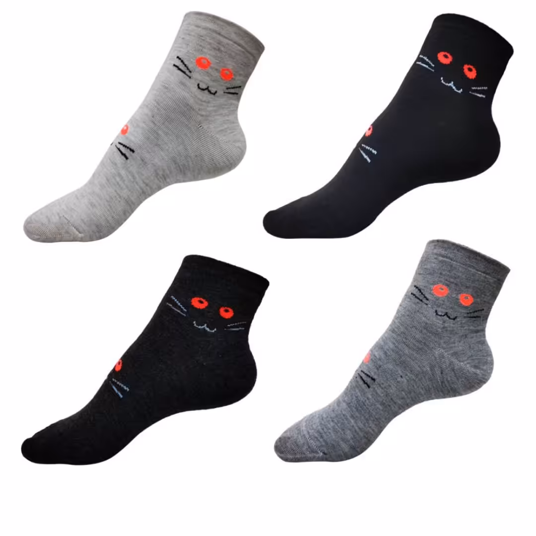 جوراب اسپرت نیم ساق طرح گربه بسته 4 عددی