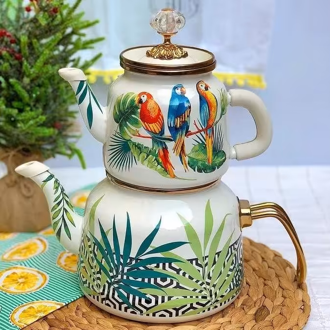 کتری قوری دافی طرح طوطی تک درب (پس کرایه)