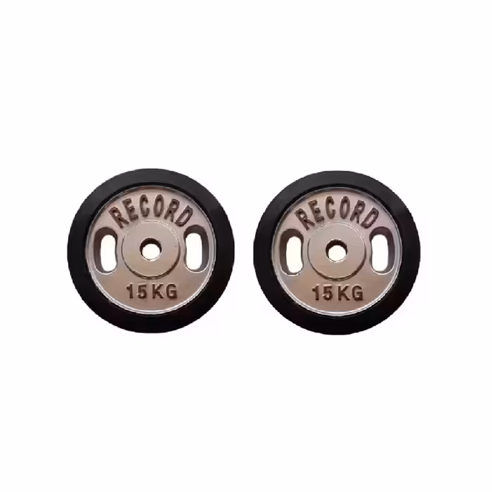 وزنه صفحه هالتر دور لاستیک 15 کیلوگرمی رکورد بسته دوعددی
