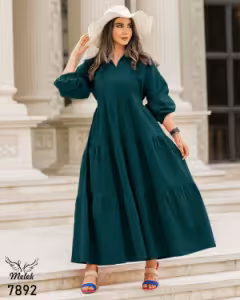 پیراهن مانتویی یقه شکاری سایز بزرگ