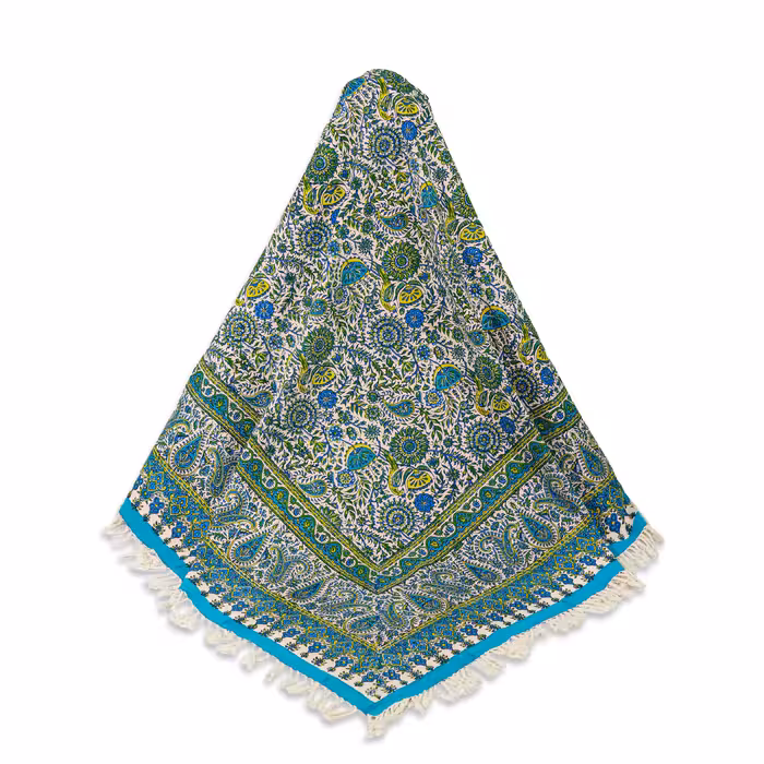 سفره قلمکاری چاپ دست طرح گل و مرغ پرکار