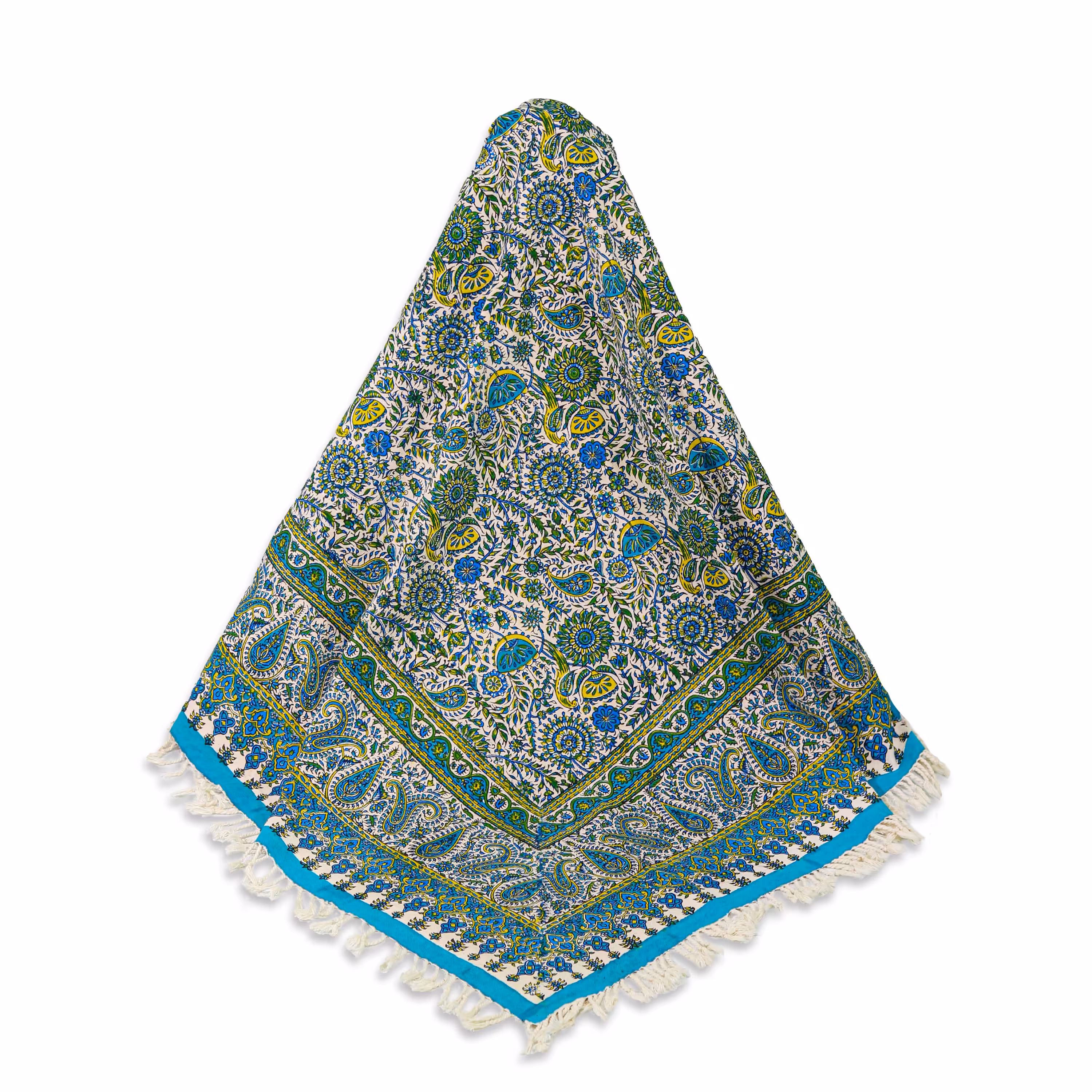 سفره قلمکاری چاپ دست طرح گل و مرغ پرکار