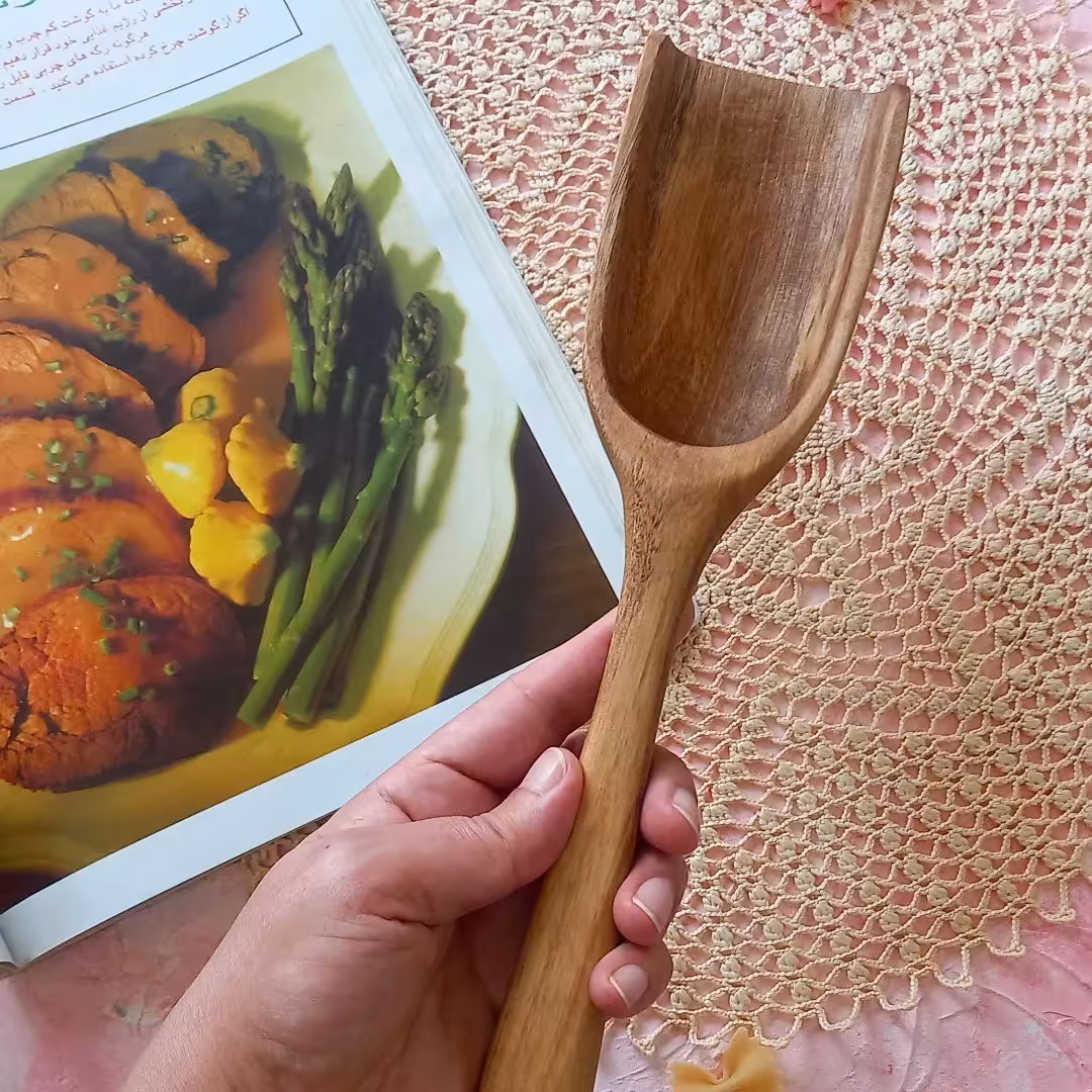 سرتاس بزرگ دستساز بارلی دسته بلند چوب گردو 26 سانتی کد bar0104