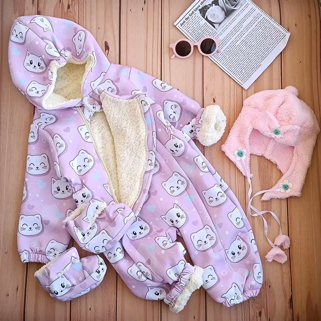 کاپشن سرهمی خزدار پیشی،داخل خزدار بسیار ضخیم، دارای پاپوش خزدار، جنس عالی و با کیفیت