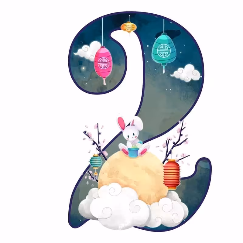 استند رومیزی تولد مدل عدد 2 طرح خرگوش