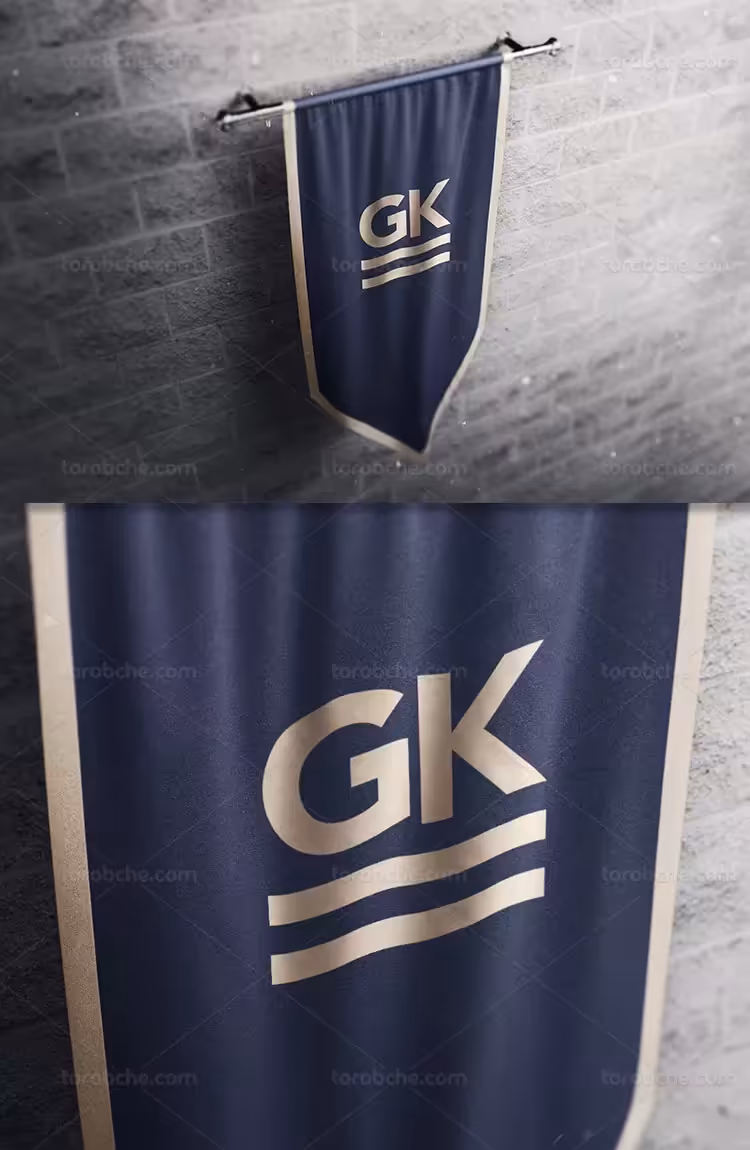 موکاپ پرچم سه گوش آویزان | گرافیک با طعم تربچه