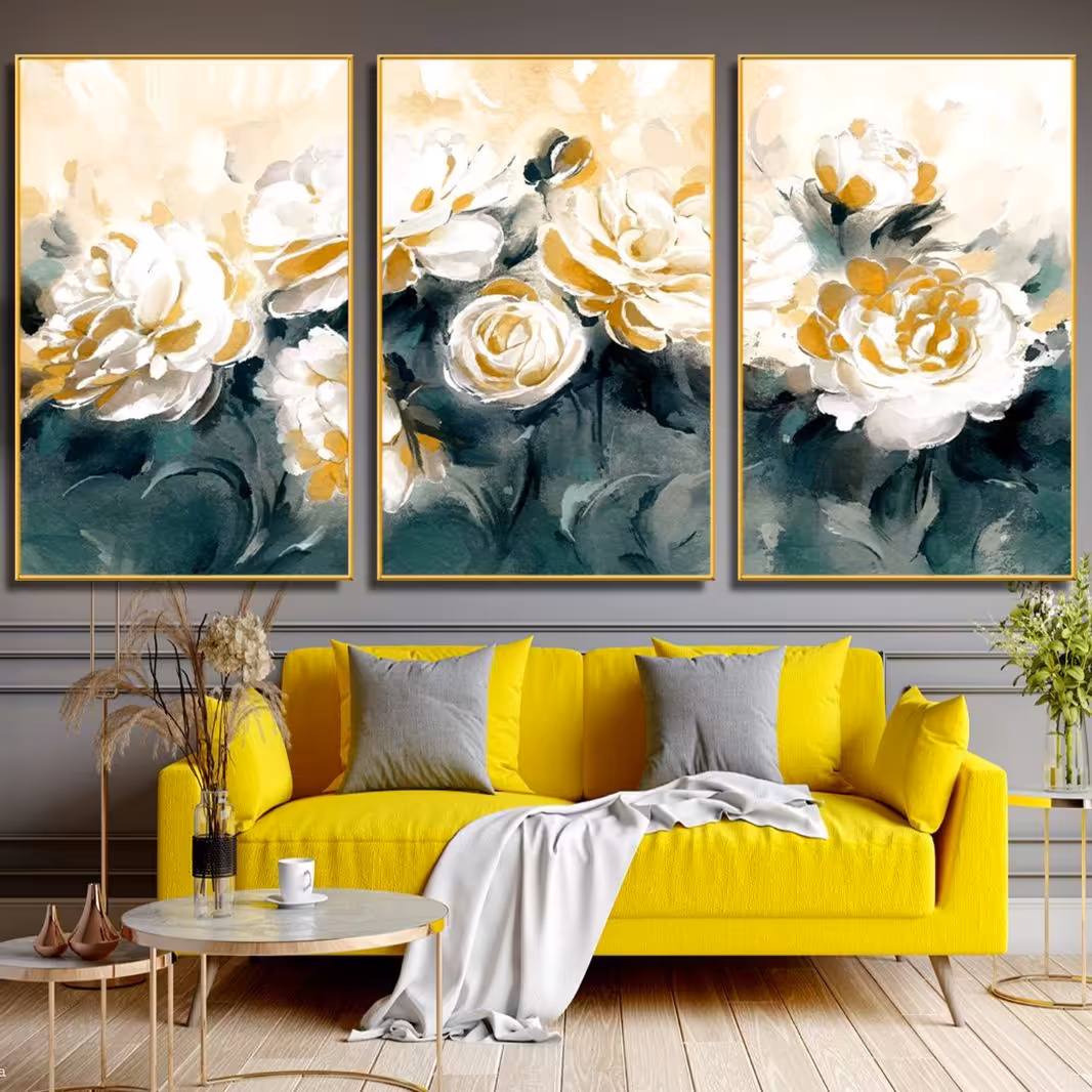 تابلو دکوراتیو 3تیکه طرح شاخ گوزن