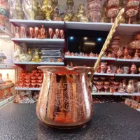 قهوه جوش مسی طرح دار ( سایز 3 بزرگ )شیرجوش مسی