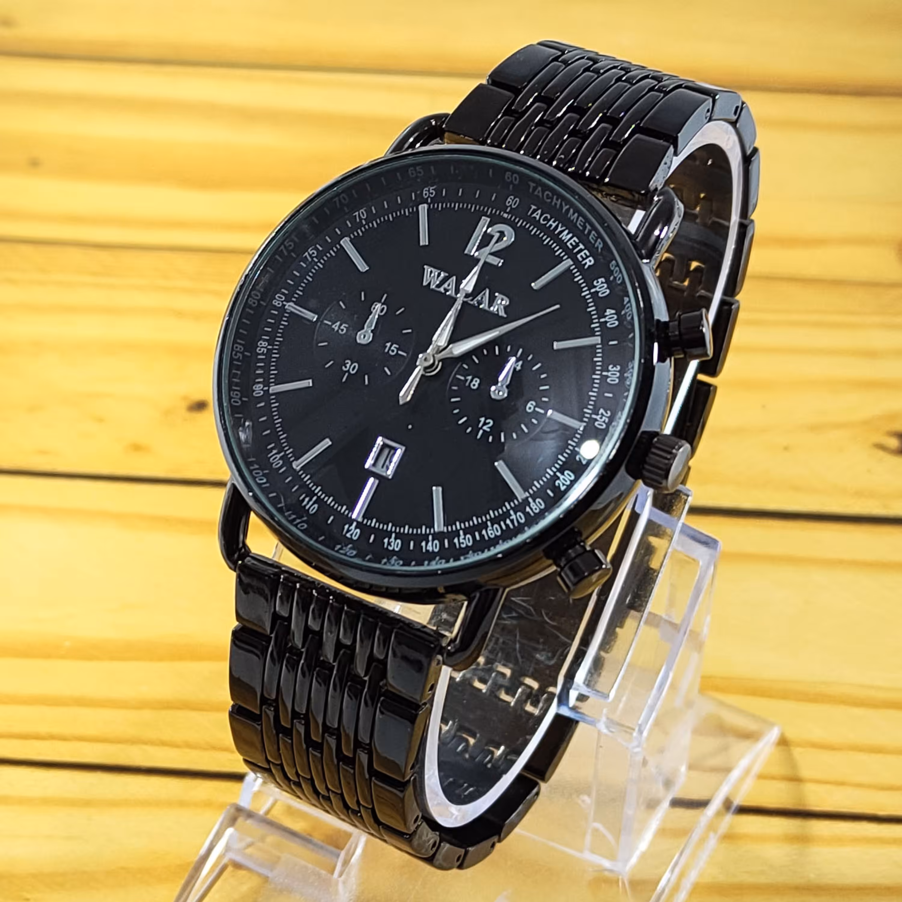 ساعت مردانه والار مدل 02306 مشکی زمینه مشکی طرح 3موتوره