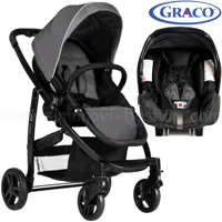 کالسکه کریر گراکو مدل ایوو مشکی طوسی جدید با اداپتور نصب  Graco Evo Travel System Charcoal