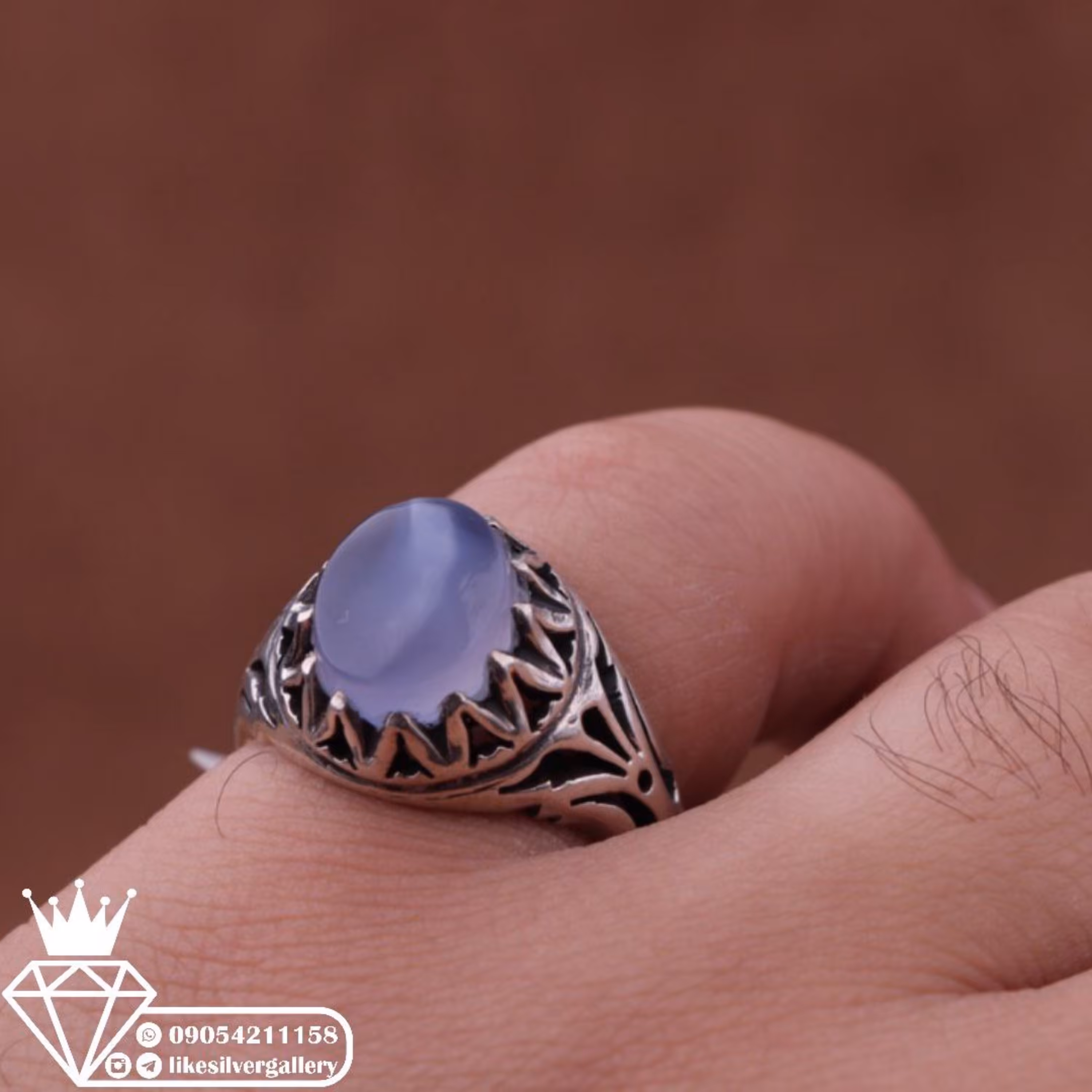 انگشتر عقیق کبود یمن وزن 11 گرم ارسال رایگان 