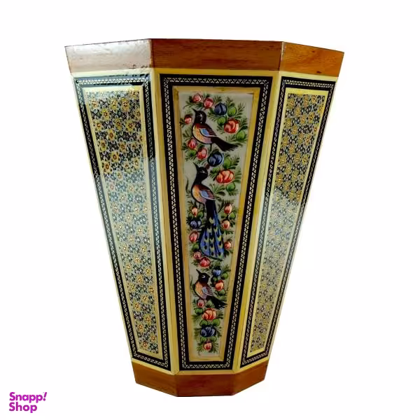 سطل خاتم کاری طرح گل و مرغ کد 2210