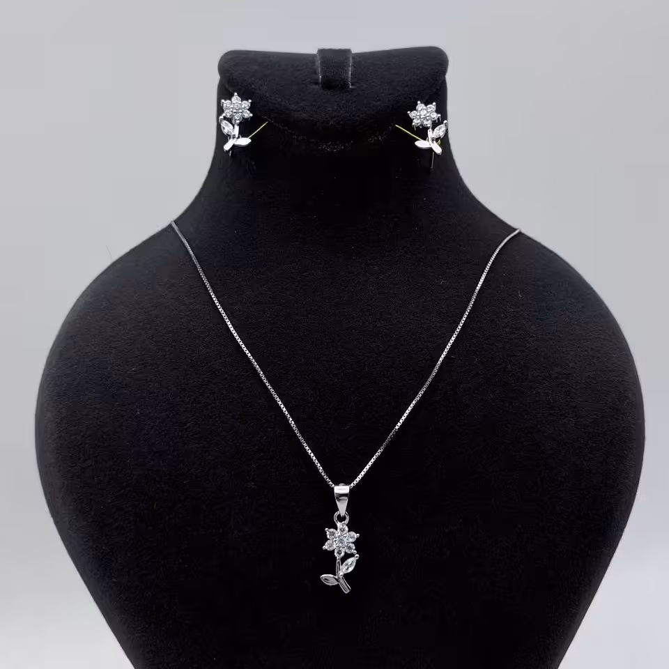 نیم ست نقره مدل گل ایتالیایی