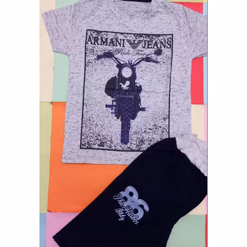 تیشرت شلوارک پسرانه طرح موتور سایز50 مناسب 6تا7سال