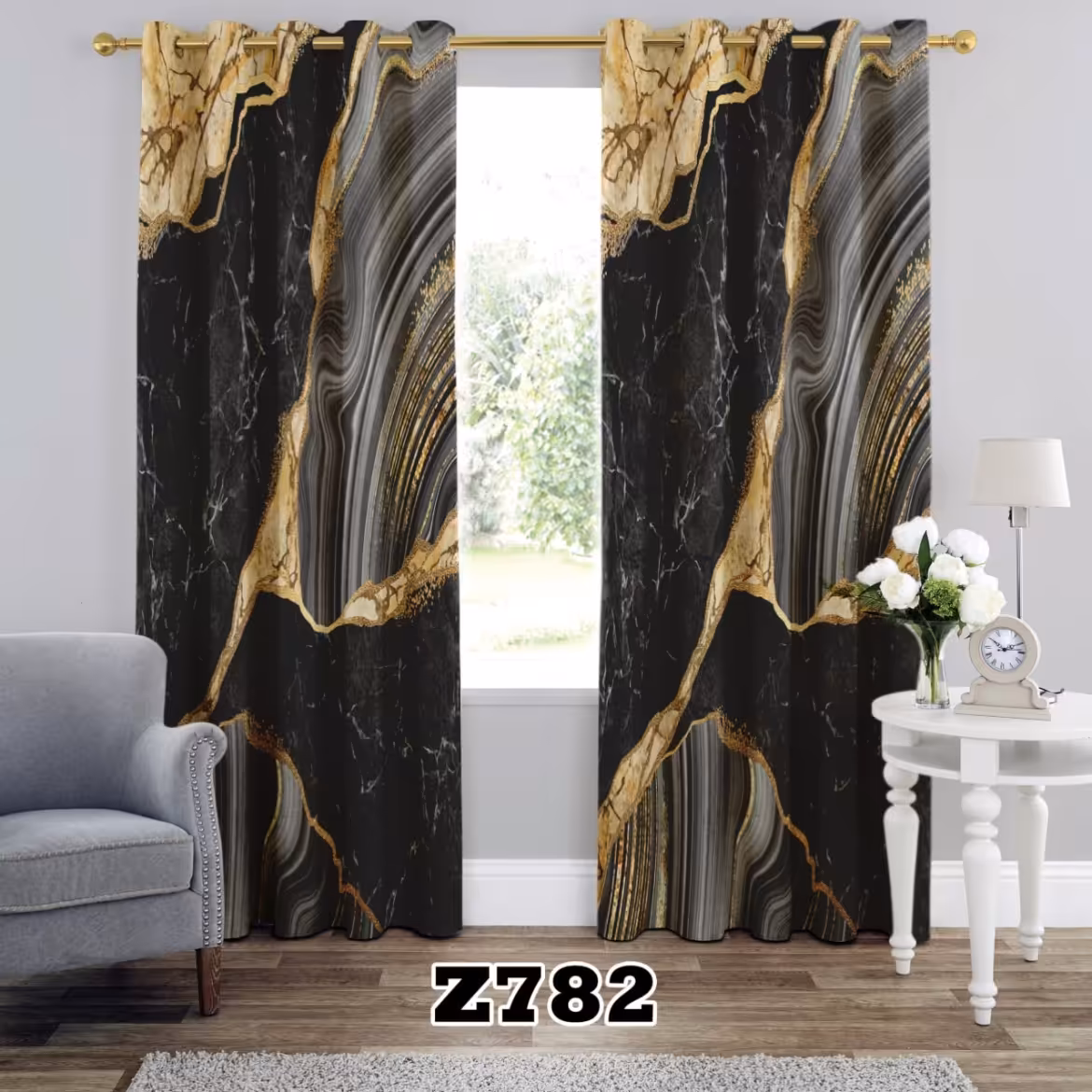 یک عدد پنل پرده اماده طرح سنگی اسپرت z782