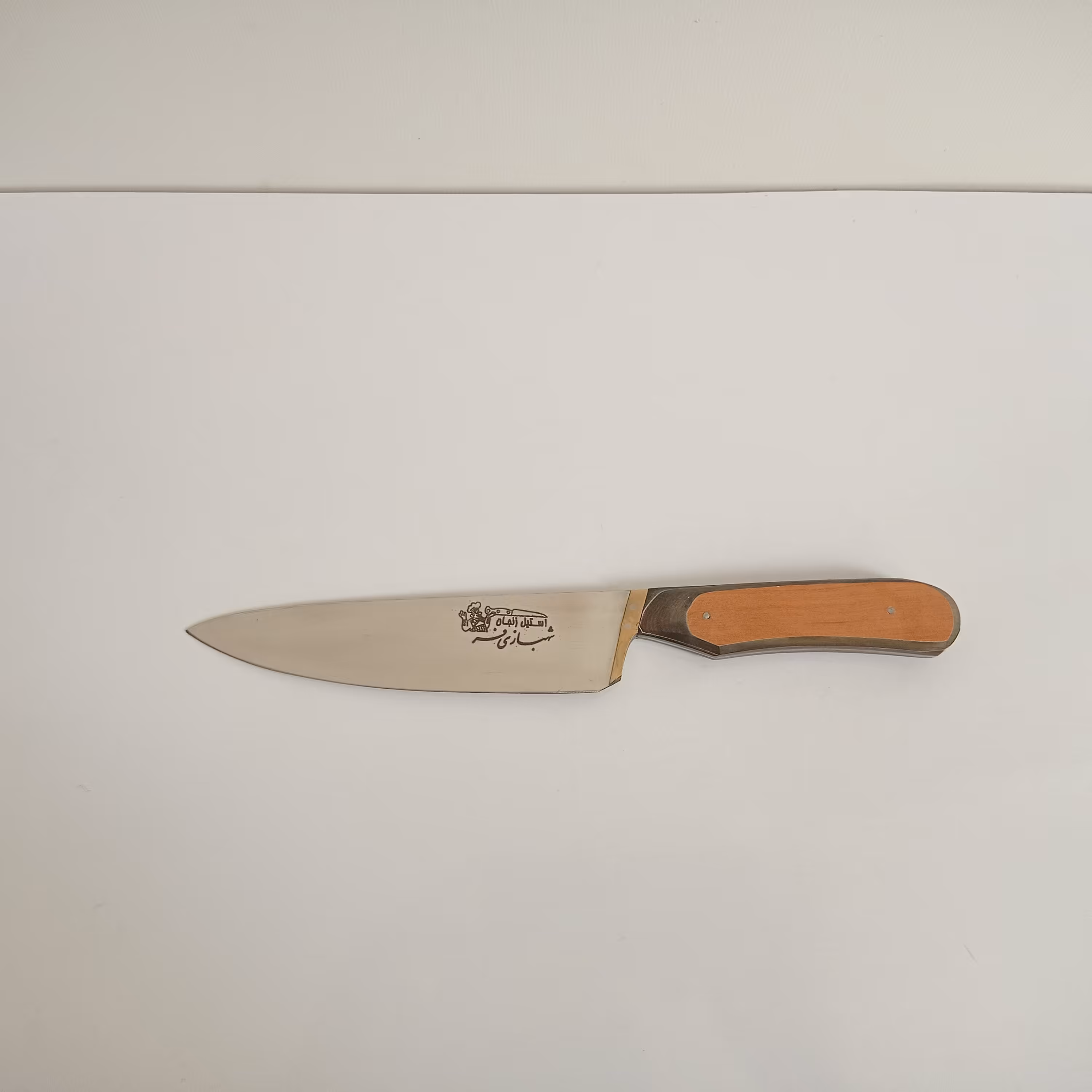 چاقو استیل براق آشپزخانه ضد زنگ سایز دو دسته کائوچو شهبازی فر 