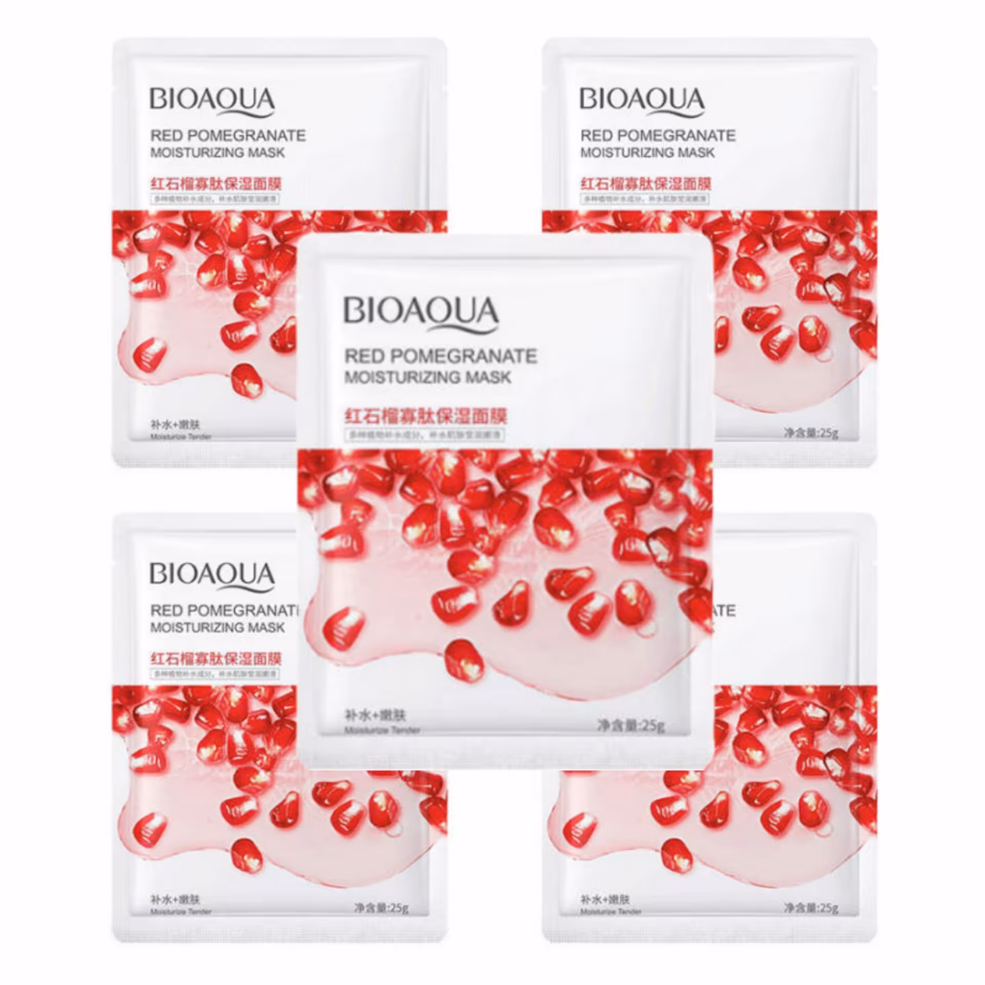 ماسک صورت ورقه ای بایوآکوا ارسال رایگان پوست چرب مدل انار  مجموعه 10 عددی حجم 25 میل