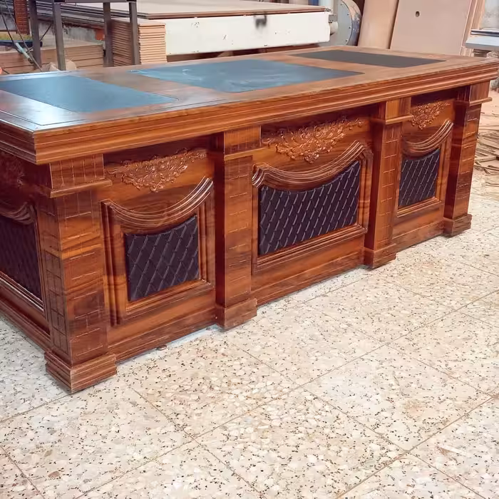 میز مدیریت وکیوم ام داف ابعاد 220 در 90 با ال بغل(هزینه ارسال به عهده مشتری ارسال با باربری پسکرایه)